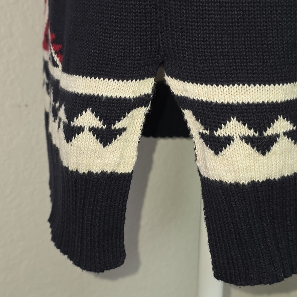 Lauren Ralph Lauren Petite PS Black Red Aztec Geometric Cotton Tunic Sweater - Picture 4 of 12